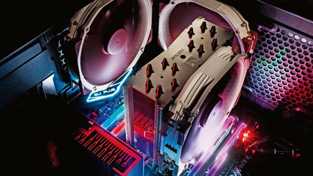 Open desktop PC with red and white lighting