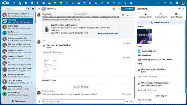 Nextcloud Talk in Hub 10