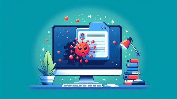 Datei auf dem Computerbildschirm verteilt Viren und Malware