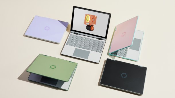 Five Framework laptops 12 side by side
