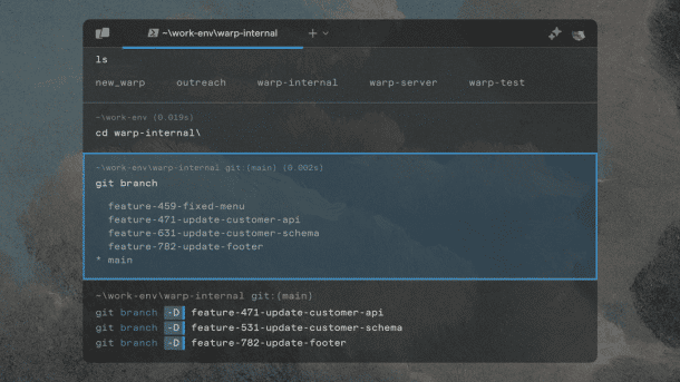 Fenster eines Warp-Terminals