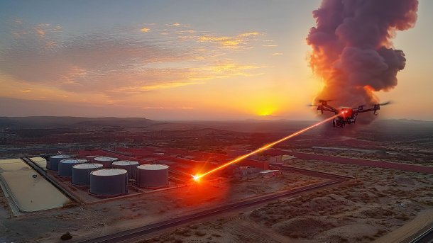 Laserwaffeneinsatz gegen eine  Drohne
