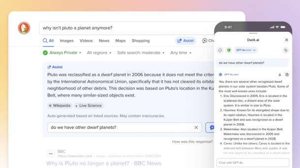 An AI answer in DuckDuckGo
