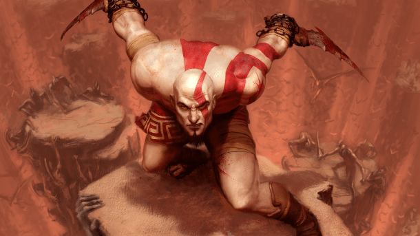 Artwork aus God of War zeigt Hauptfigur Kratos