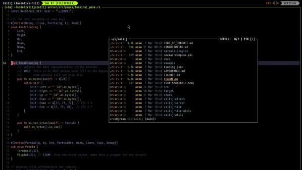 Floating terminal in front of another terminal