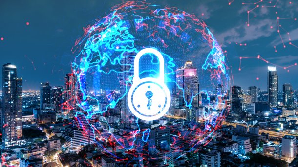 Stilisiertes Hologramm mit Schloss