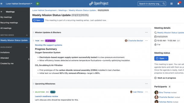 Screenshot von OpenProject