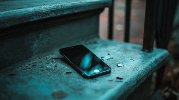 Einsames iPhone auf einer Treppenstufe (Symbolbild)