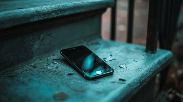 Lone iPhone on a step (symbolic image)