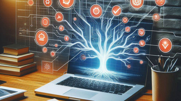 Laptop with version tree