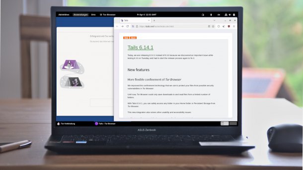 Tails-Desktop auf Laptop