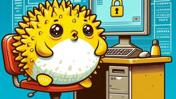 Das SSH-Maskottchen in einem KI-generierten Cartoon