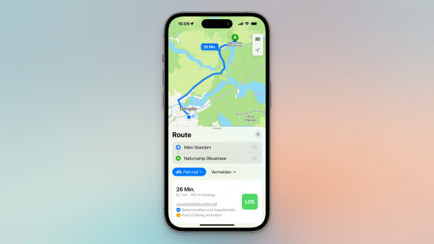 Screenshot: Apple Maps with new bike navigation