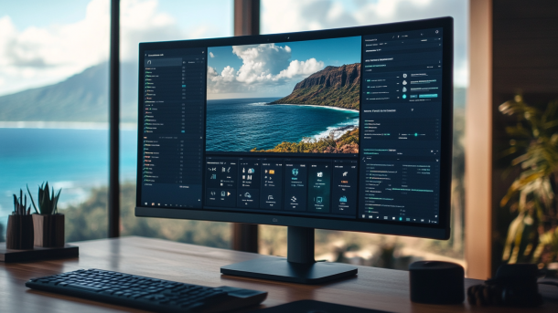 Schreibtisch mit Bildschirm