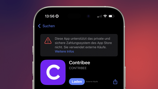 Warning message in the App Store about external purchases
