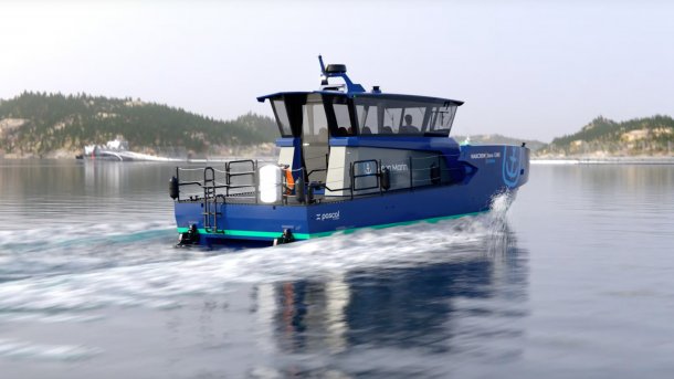 Airhull boat glides over the water.