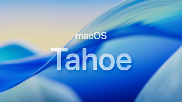 Wallpaper with lettering "macOS Tahoe"