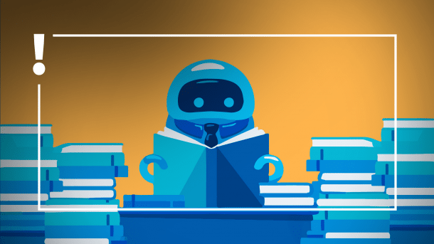 Roboter liest Bücher