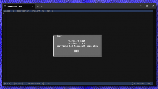 Version dialog of Microsoft's command line editor