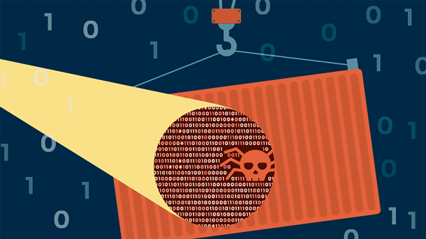 Container with virus spider