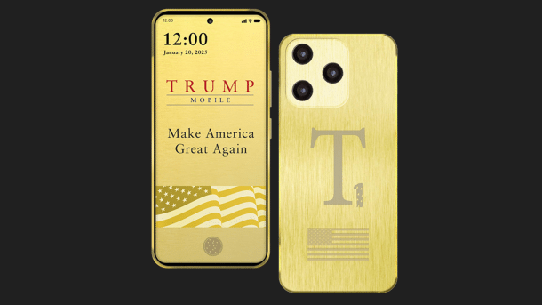 Goldenes Handy vor schwarzem Hintergrund
