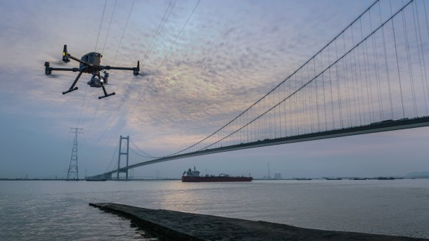 DJI drone inspects bridge