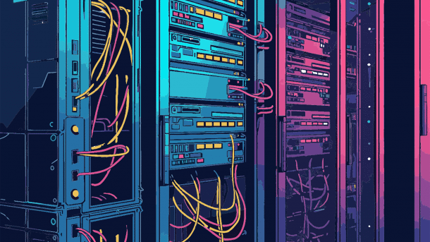 Zeichnung eines Serverracks in einem Rechenzentrum