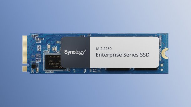 Synology SSD against a blue background