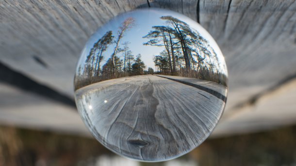 Walking,Trail,Reflection,In,A,Glass,Ball
