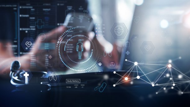 Person researching on laptop