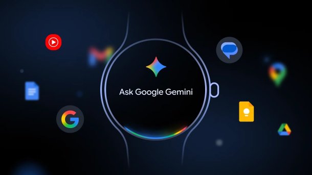 Gemini for WearOS: "Ask Google Gemini" lettering in a sketched smartwatch