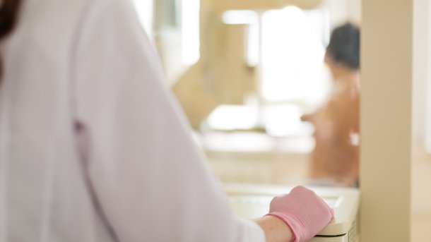 Examination of a breast cancer patient