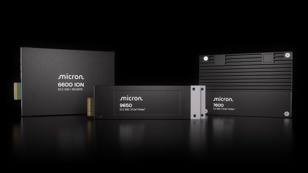 Three server SSDs next to each other against a black background