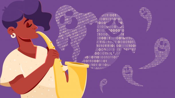 Saxophone player, ghosts from code