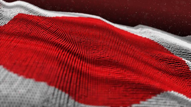 Japanese flag made of particles