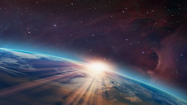 Sunrise behind the earth 