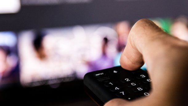 Remote control on which a button is currently being pressed