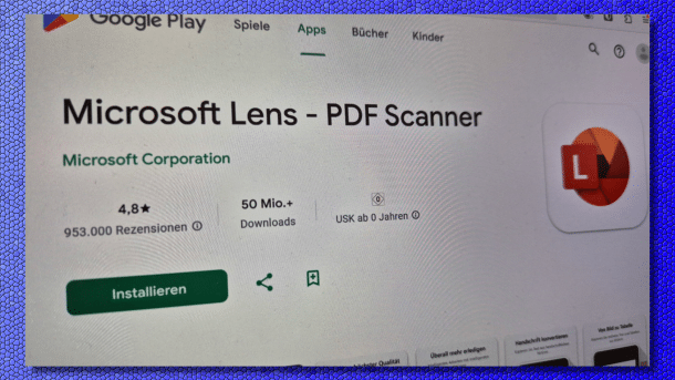 Microsoft Lens in the Google Play Store