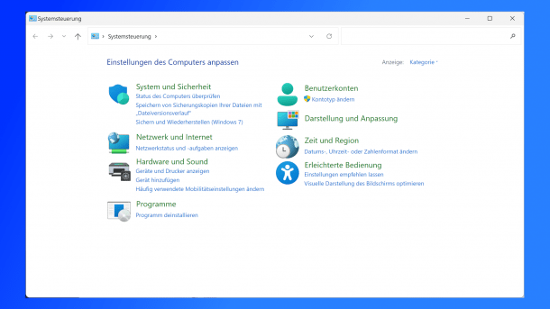 Classic Control Panel in Windows 11