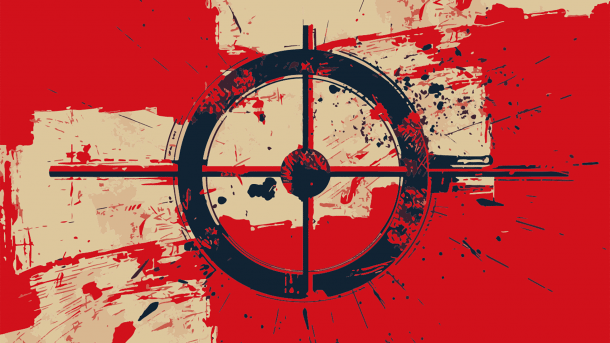 Crosshairs against a red background