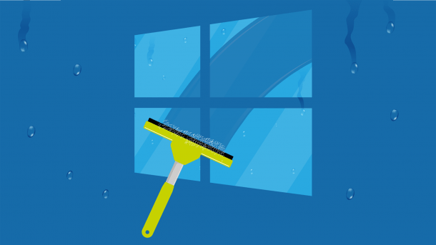 Windows-Logo, Fensterwischer, blauer Hintergrund