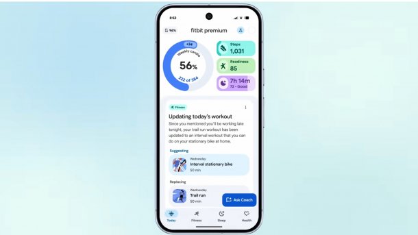 Screenshot der neuen Google Fitbit-App 