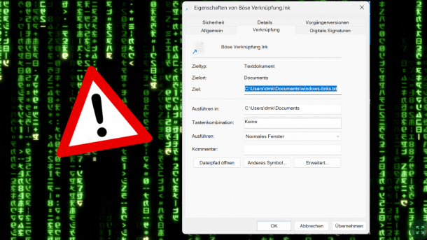 Properties display of LNK files