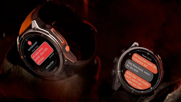 Garmin smartwatch in the dark with bright displays