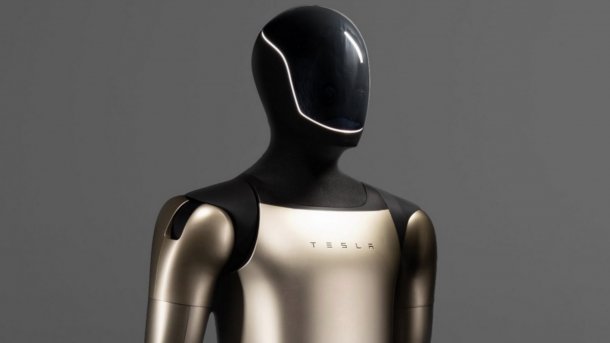 Gold-colored Tesla Optimus Bot 