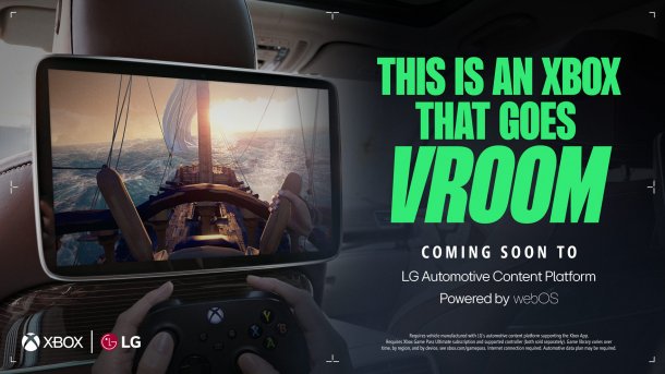 Werbebild für Xbox Cloud Gaming zeigt Infotainment-System mit Xbox-Spiel