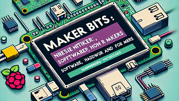 KI-generiertes Bild zeigt Schriftzug "Maker Bits" auf Platine