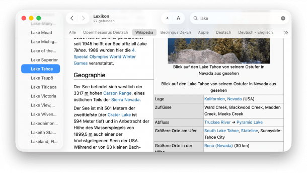 Lexikon in macOS 26