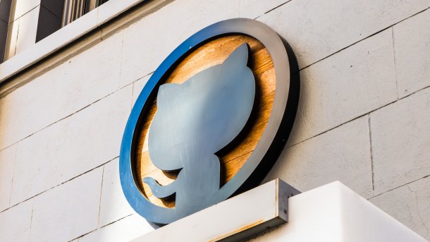 Github logo on building wall