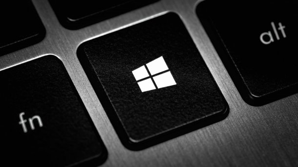 Windows key on a keyboard in a close-up
